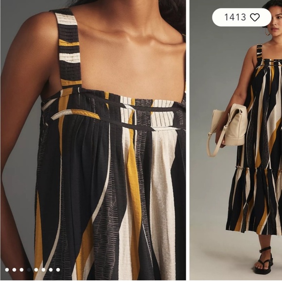 Anthropologie Square Neckline Flowy Midi Dress - Picture 4 of 9